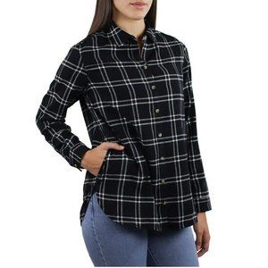 Jachs Girlfriend Women's Plaid Super Soft Flannel Button Shirt Black, Size S